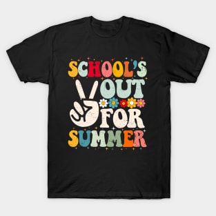 Retro Groovy School's Out For Summer Graduation Teacher Kids T-Shirt T-Shirt